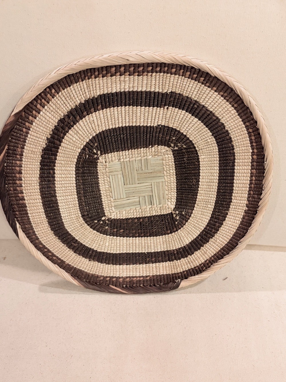 NEW Unique African Woven Basket. Tonga people of Zambia 13” one of a kind!